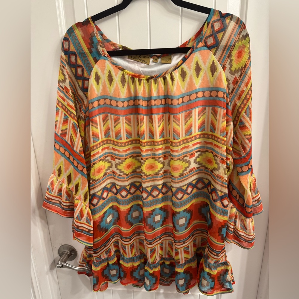 R Cinco Ranch Plus Size 2X Multicolor Top